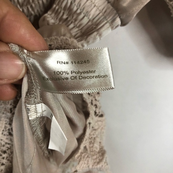 Boston Proper Peasant Boho Top Blouse Lace Fitted Waist Cold Shoulder Tie Front - Picture 9 of 11